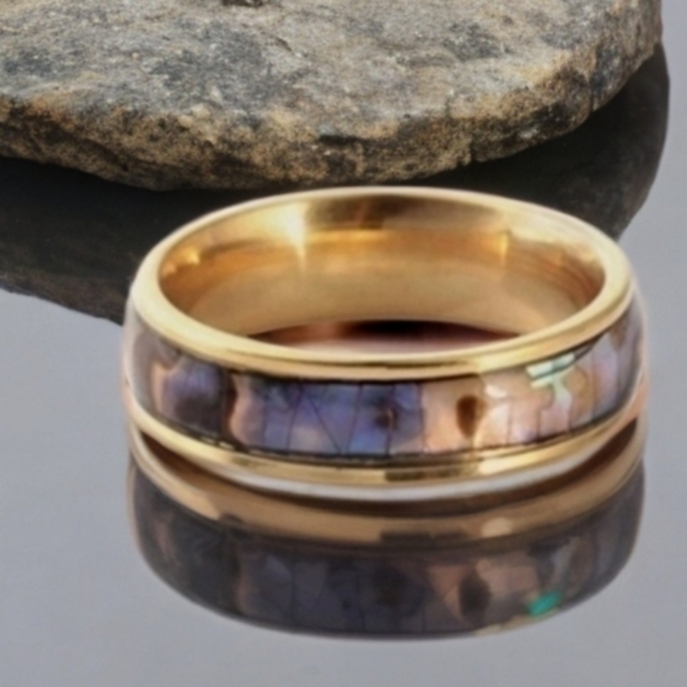 ANTHROPOLOGIE ABALONE BANDED RING (1) SZ 8